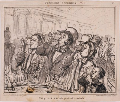 Die Weltausstellung - Blick auf die Erfrischungsbude während der Hitzewelle von Honoré Daumier